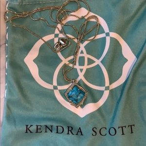 Kacey Long Pendant Gold Necklace in Turquoise